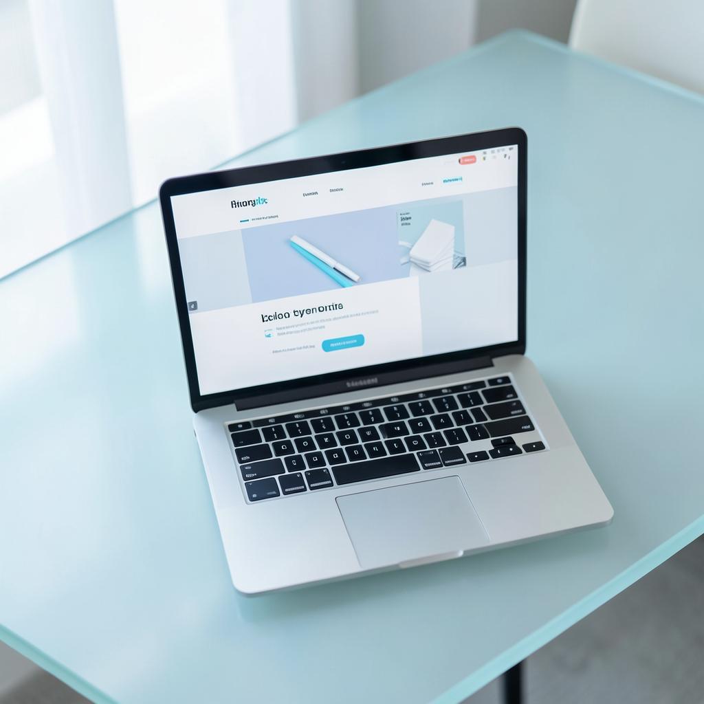 A clean laptop workspace showing a finished business website